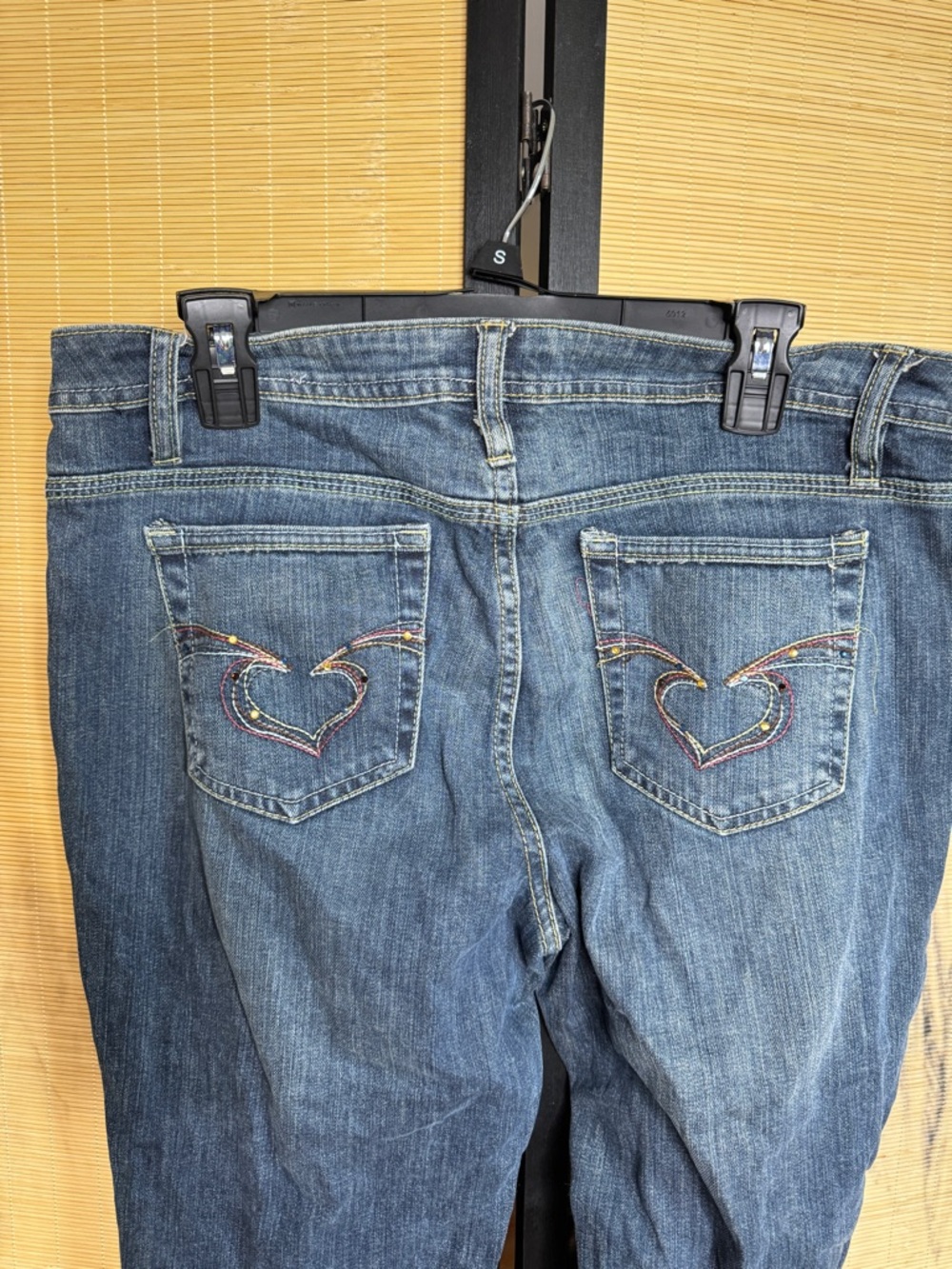 Women's Blue Denim Jeans with Embroidered Heart Back Pockets